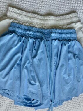 Amazon Women's Athletic Shorts in Blue and White